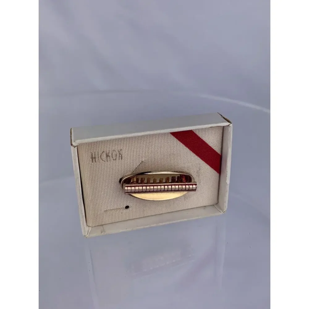 Modernist Optic Bar 14k Gold Plated Tie Clip Bar Hickok Illusion Box Vintage